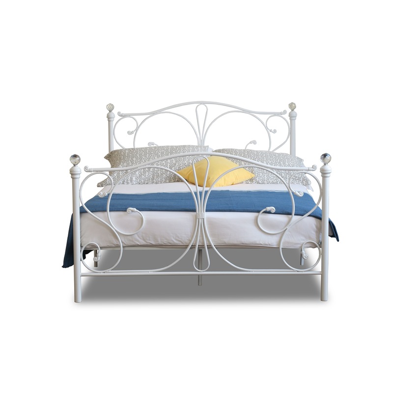 Buy Rothesay Queen Size Curved Metal Bed Frame White MyDeal